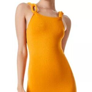 Alice + Olivia Alina coral chain strap bodycon midi dress, size M, NWOT